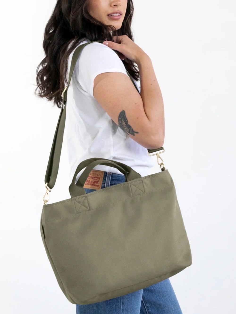 Canvelle Medium Zip Crossbody Tote Olive